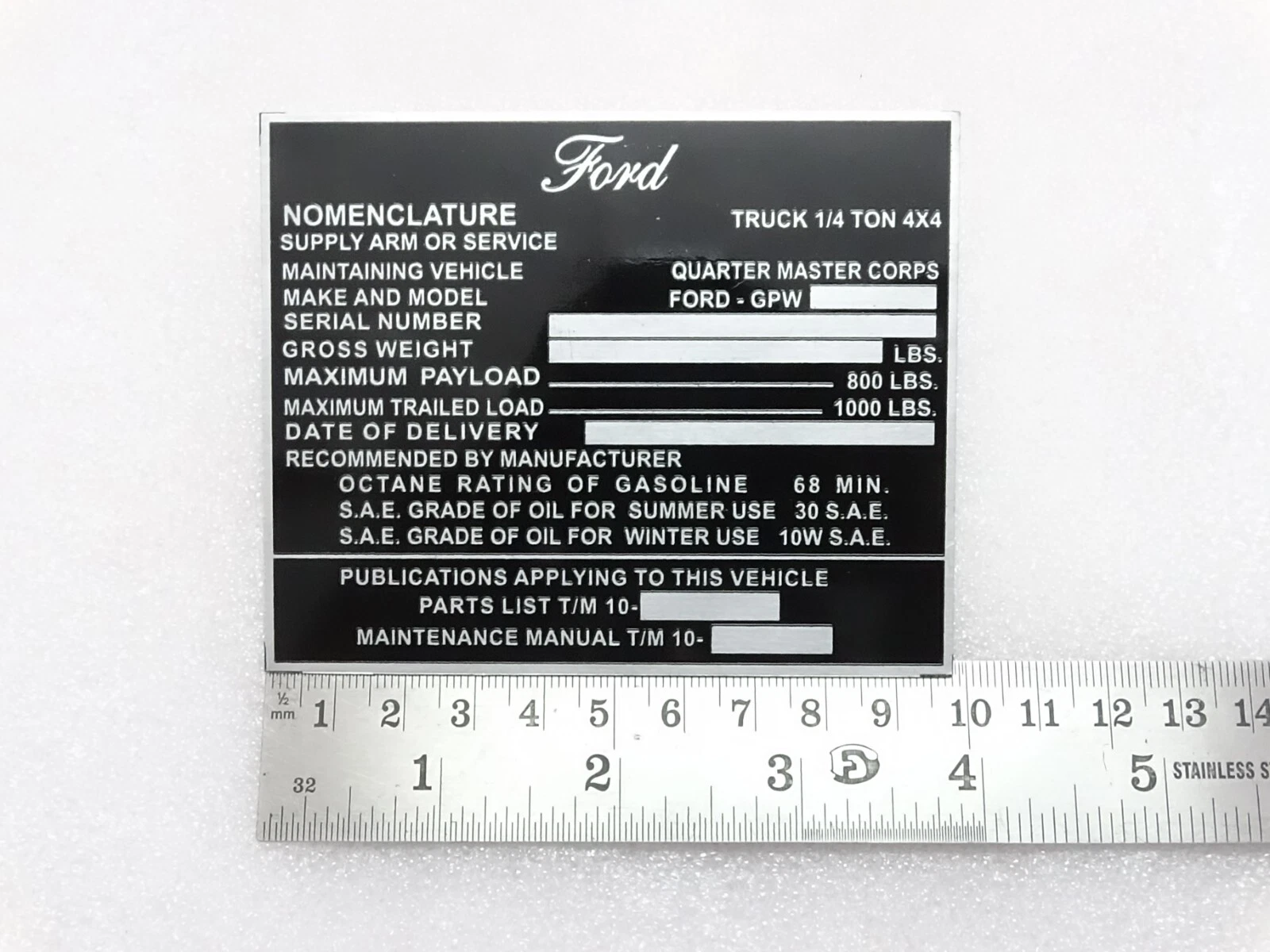 Dash Data Plate Aluminum Black Set Of 3 For Jeeps Willys Ford CJ2A CJ3A CJ3